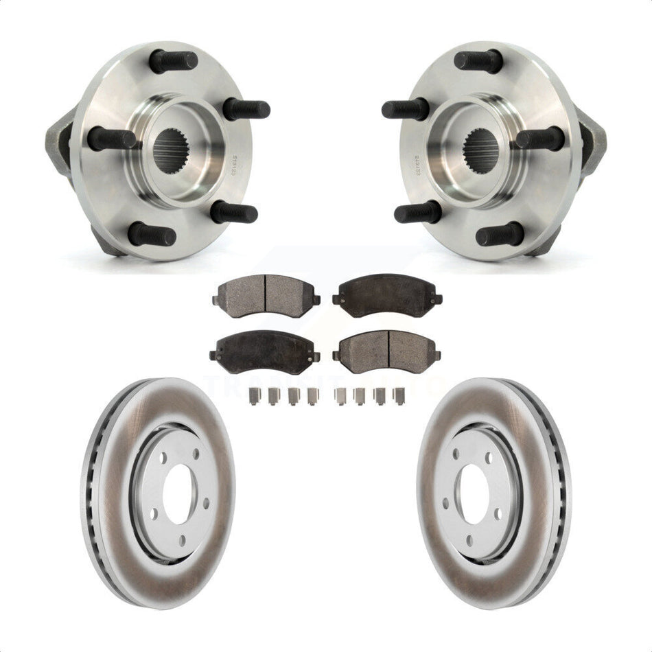 Front Hub Bearing Assembly With Coated Disc Brake Rotors And Ceramic Pads Kit For Dodge Chrysler Town & Country Grand Caravan Voyager KBB-104450