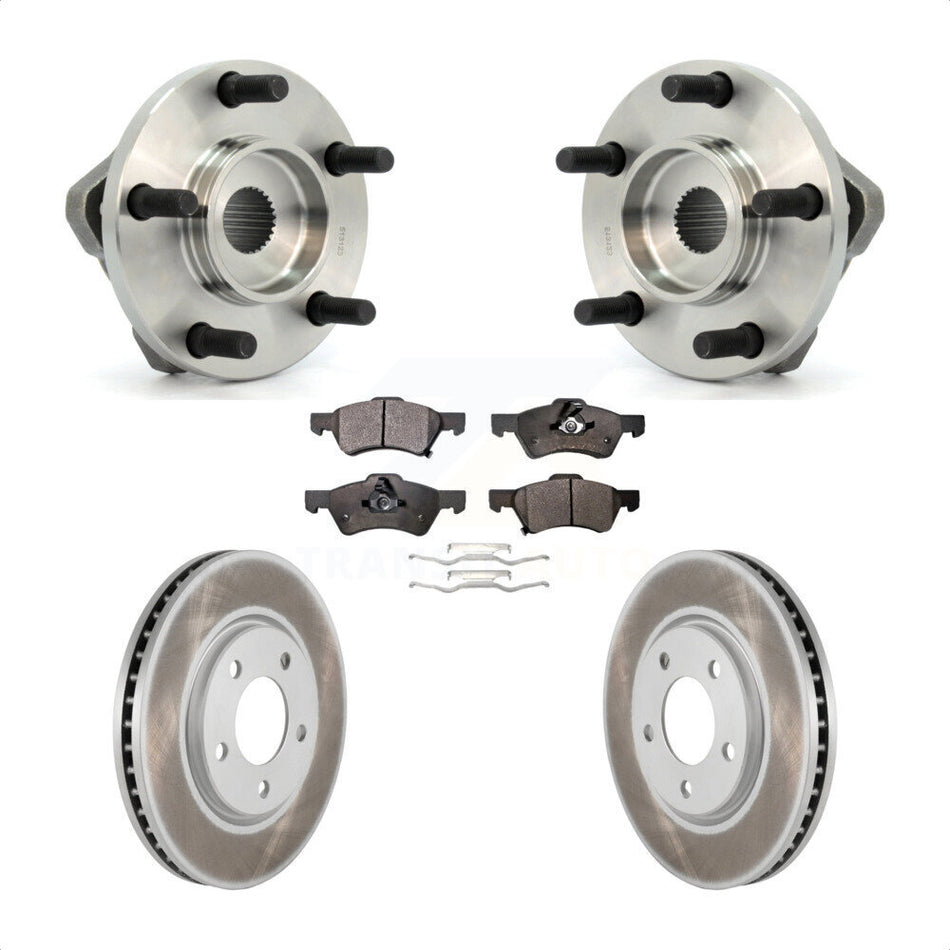 Front Hub Bearing Assembly With Coated Disc Brake Rotors And Ceramic Pads Kit For Dodge Grand Caravan Chrysler Town & Country KBB-104453