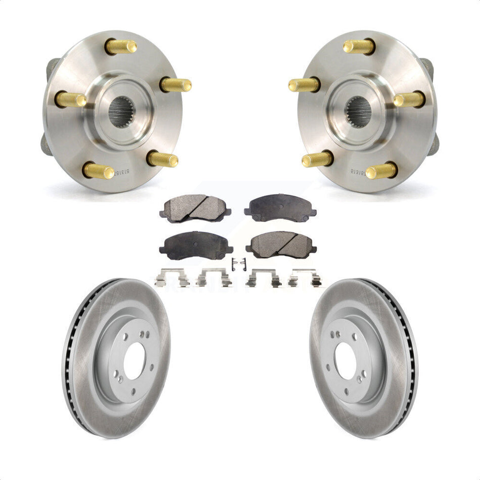 Front Hub Bearing Assembly With Coated Disc Brake Rotors And Ceramic Pads Kit For 2006 Mitsubishi Eclipse To 10 31 05 KBB-104463