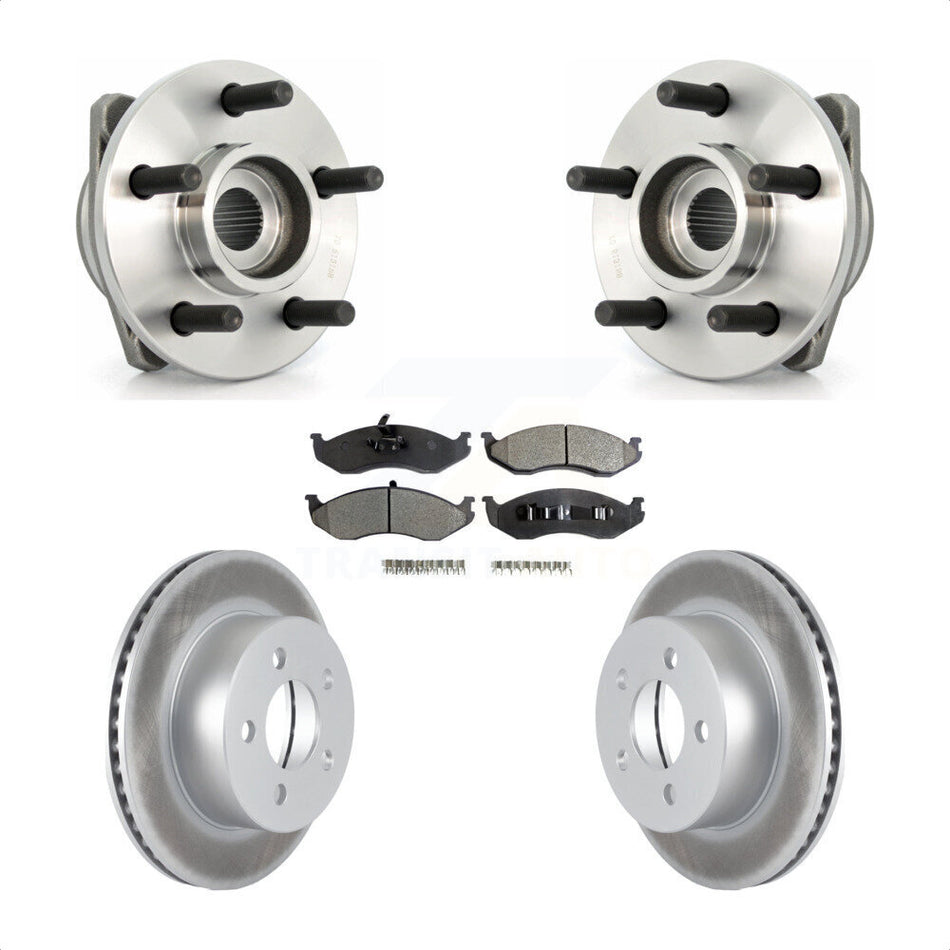 Front Hub Bearing Assembly With Coated Disc Brake Rotors And Ceramic Pads Kit For Jeep Wrangler Cherokee TJ KBB-104464