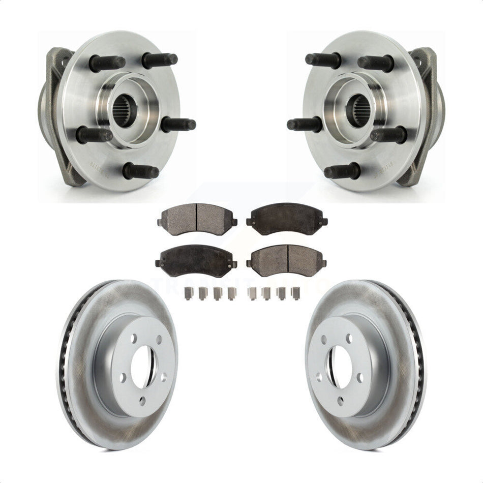 Front Hub Bearing Assembly With Coated Disc Brake Rotors And Ceramic Pads Kit For 2002-2005 Jeep Liberty Non-ABS KBB-104472