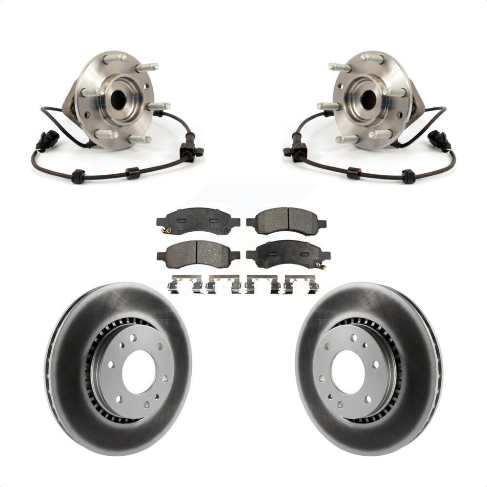 Front Hub Bearing Assembly With Coated Disc Brake Rotors And Ceramic Pads Kit For Chevrolet Trailblazer GMC Envoy EXT XL Buick Rainier Saab 9-7x Isuzu Ascender SSR KBB-104475