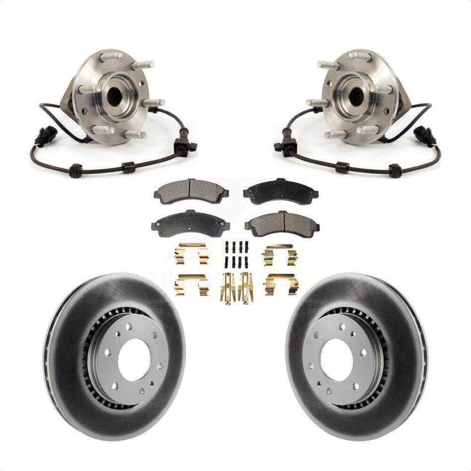 Front Hub Bearing Assembly With Coated Disc Brake Rotors And Ceramic Pads Kit For Chevrolet Trailblazer GMC EXT Envoy XL Buick Rainier XUV SSR Isuzu Ascender Saab 9-7x KBB-104476