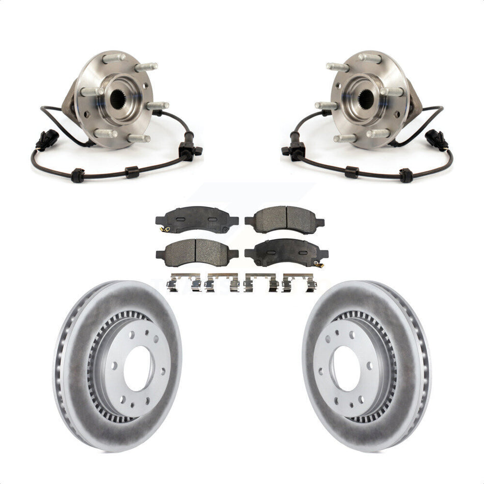 Front Hub Bearing Assembly With Coated Disc Brake Rotors And Ceramic Pads Kit For Chevrolet Trailblazer GMC Envoy Buick Rainier Isuzu Ascender KBB-104477