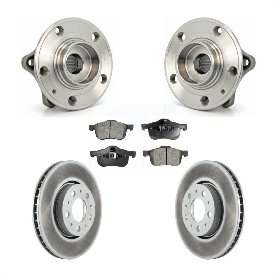 Front Hub Bearing Assembly With Coated Disc Brake Rotors And Ceramic Pads Kit For Volvo S60 V70 XC70 S80 KBB-104486