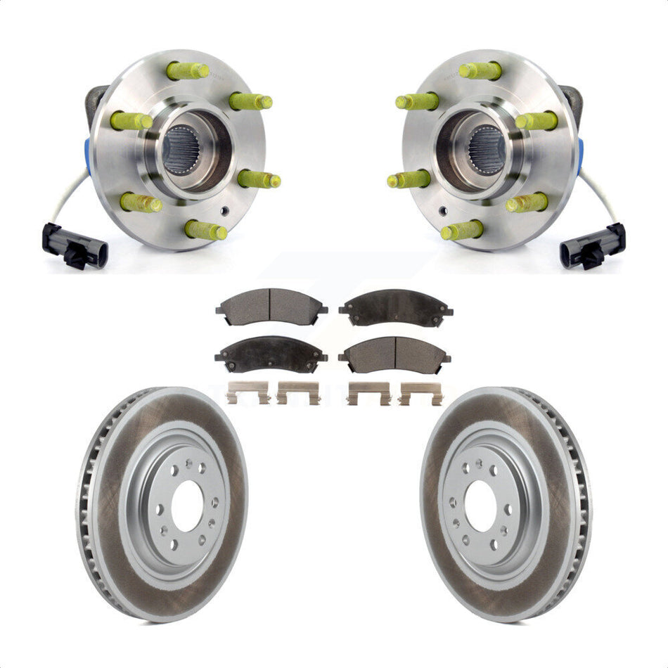 Front Hub Bearing Assembly With Coated Disc Brake Rotors And Ceramic Pads Kit For 2004-2009 Cadillac SRX AWD KBB-104491