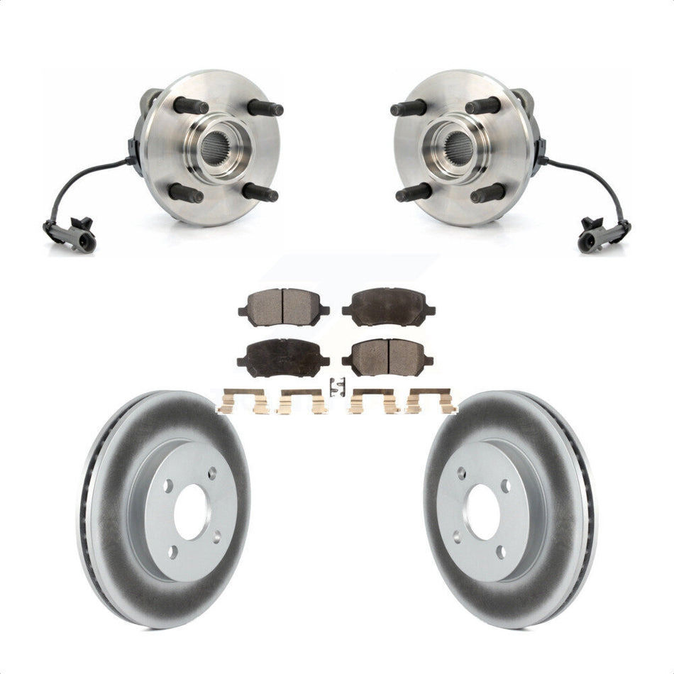 Front Hub Bearing Assembly With Coated Disc Brake Rotors And Ceramic Pads Kit For Chevrolet Cobalt Saturn Ion Pontiac G5 Pursuit KBB-104493