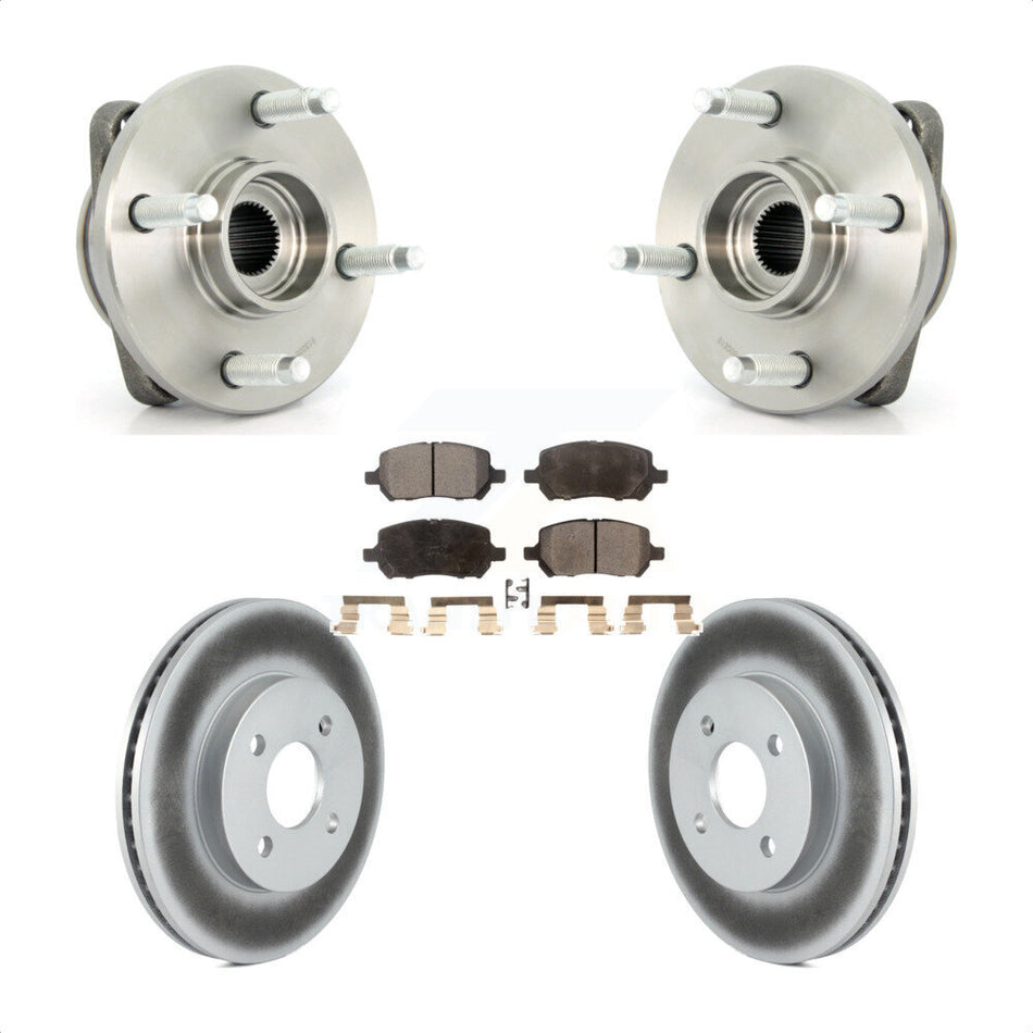 Front Hub Bearing Assembly With Coated Disc Brake Rotors And Ceramic Pads Kit For Chevrolet Cobalt Saturn Ion Pontiac G5 Pursuit KBB-104496