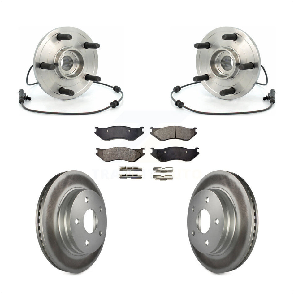 Front Hub Bearing Assembly With Coated Disc Brake Rotors And Ceramic Pads Kit For 2004-2005 Dodge Durango KBB-104502