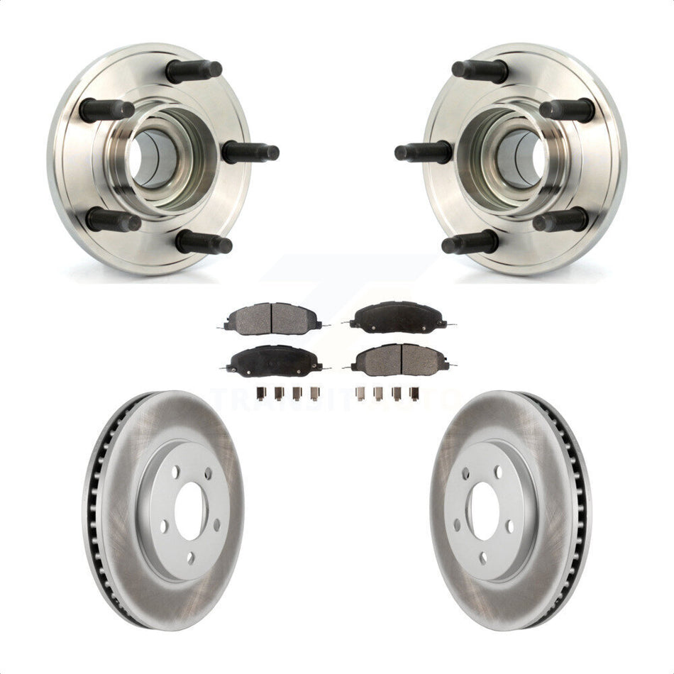 Front Hub Bearing Assembly With Coated Disc Brake Rotors And Ceramic Pads Kit For Ford Mustang KBB-104527