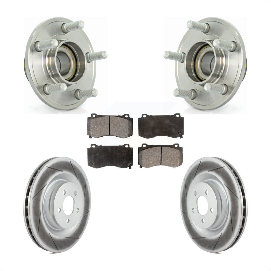 Front Hub Bearing Assembly With Coated Disc Brake Rotors And Ceramic Pads Kit For Dodge Chrysler 300 Charger Challenger Magnum KBB-104535