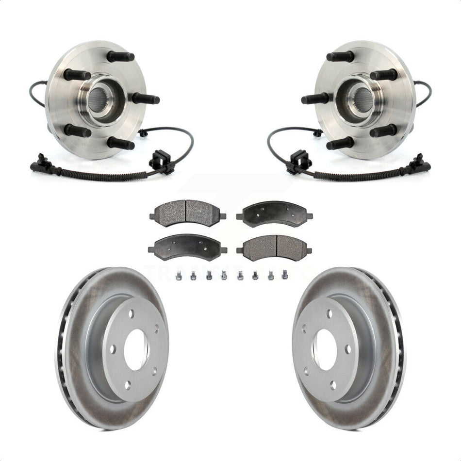 Front Hub Bearing Assembly With Coated Disc Brake Rotors And Ceramic Pads Kit For Dakota Dodge Mitsubishi Raider Ram KBB-104542