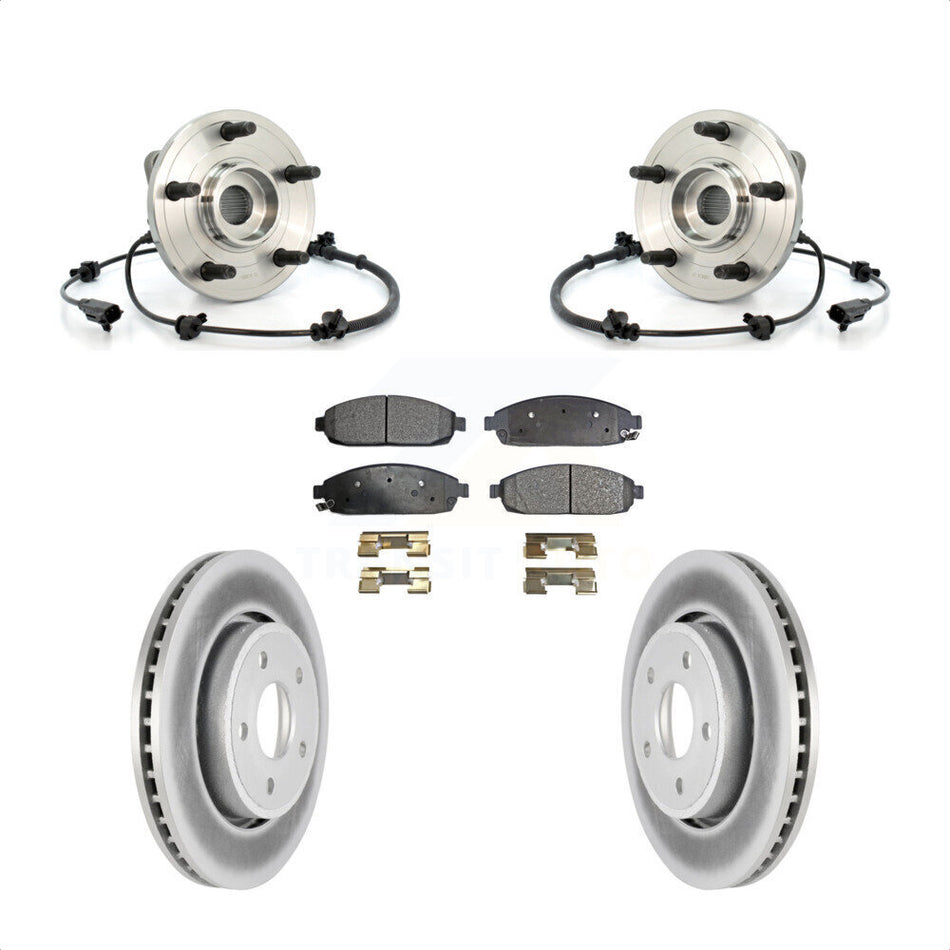 Front Hub Bearing Assembly With Coated Disc Brake Rotors And Ceramic Pads Kit For Jeep Grand Cherokee Commander KBB-104544