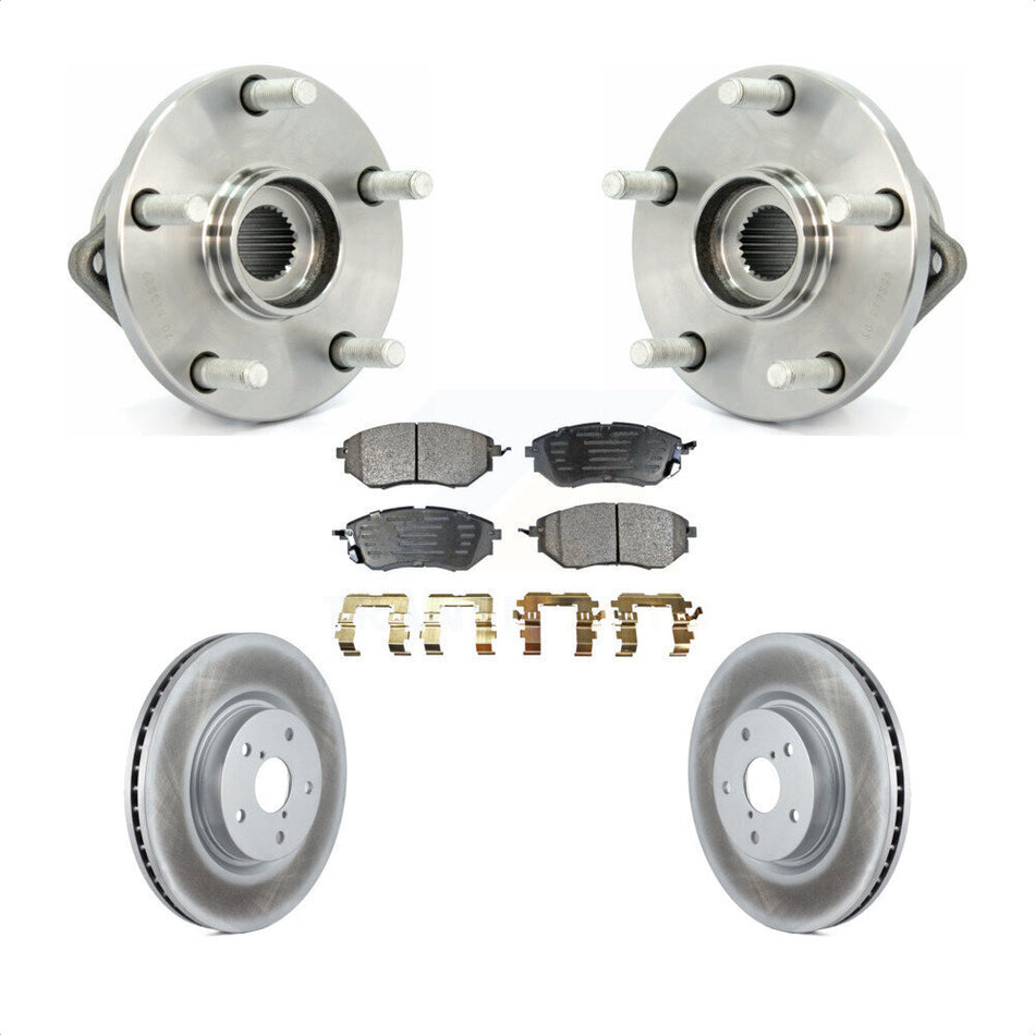 Front Hub Bearing Assembly With Coated Disc Brake Rotors And Ceramic Pads Kit For 2008-2014 Subaru Tribeca KBB-104547