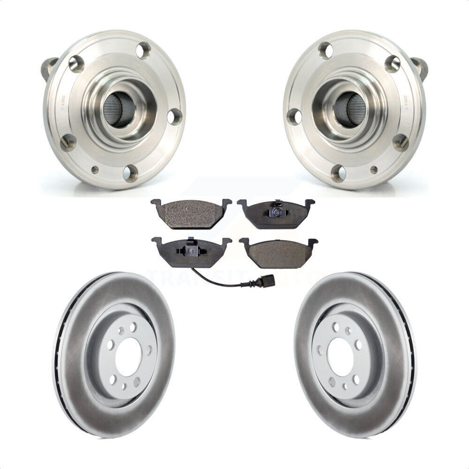 Front Hub Bearing Assembly With Coated Disc Brake Rotors And Ceramic Pads Kit For Volkswagen Jetta Golf City KBB-104550