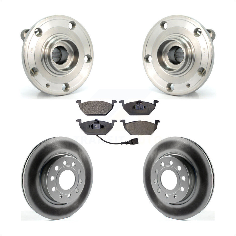 Front Hub Bearing Assembly With Coated Disc Brake Rotors And Ceramic Pads Kit For 2011-2015 Volkswagen Jetta 280mm Diameter Rotor KBB-104557