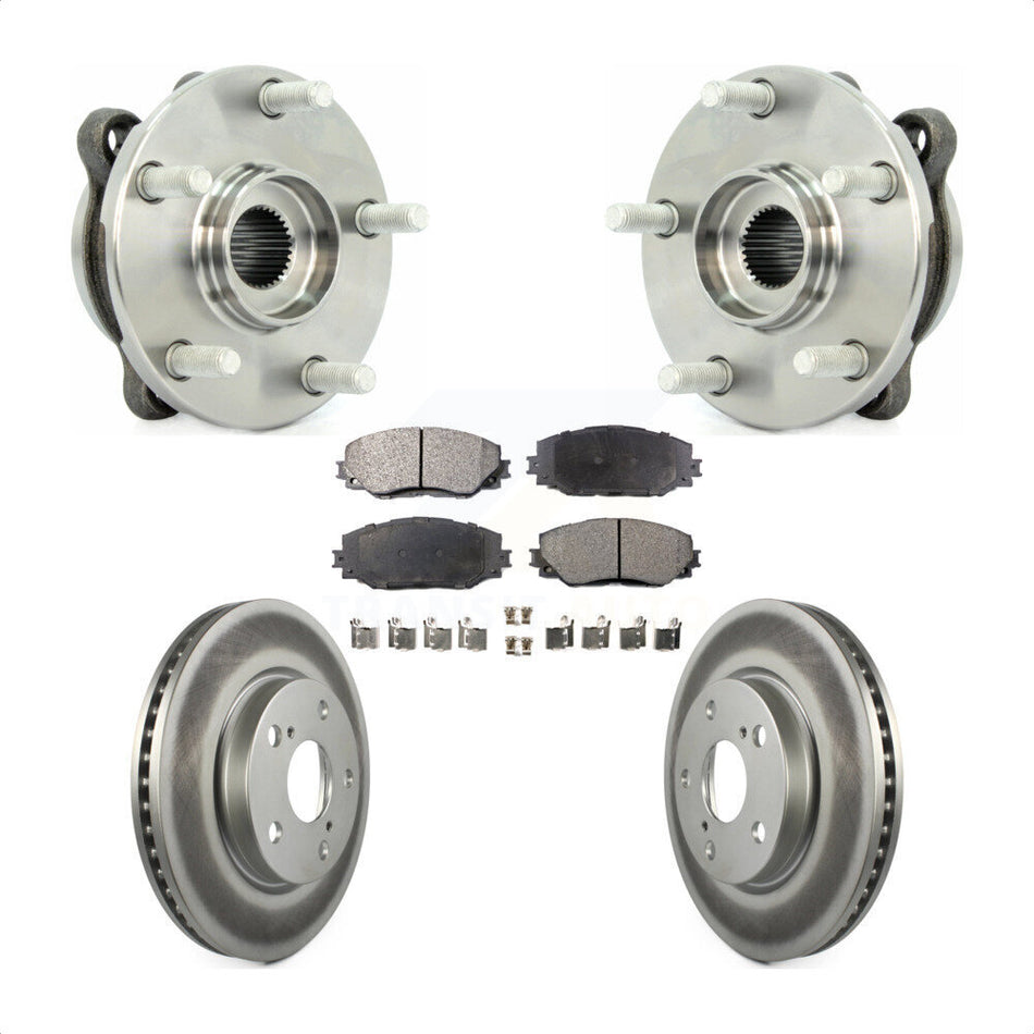 Front Hub Bearing Assembly With Coated Disc Brake Rotors And Ceramic Pads Kit For 2013-2018 Toyota RAV4 LE KBB-104574