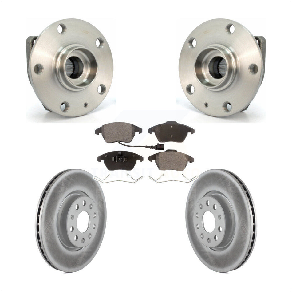 Front Hub Bearing Assembly With Coated Disc Brake Rotors And Ceramic Pads Kit For Volkswagen GTI Eos Audi A3 KBB-104578