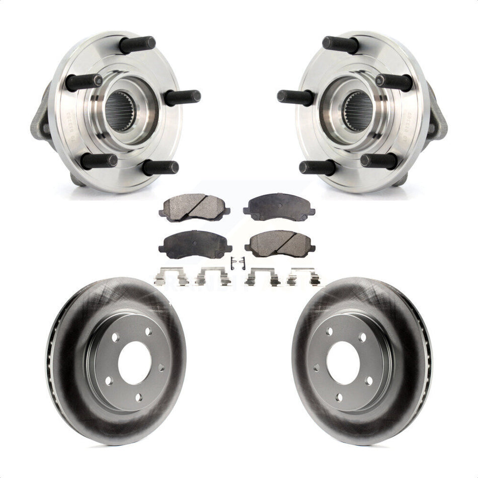Front Hub Bearing Assembly With Coated Disc Brake Rotors And Ceramic Pads Kit For Dodge Caliber KBB-104582