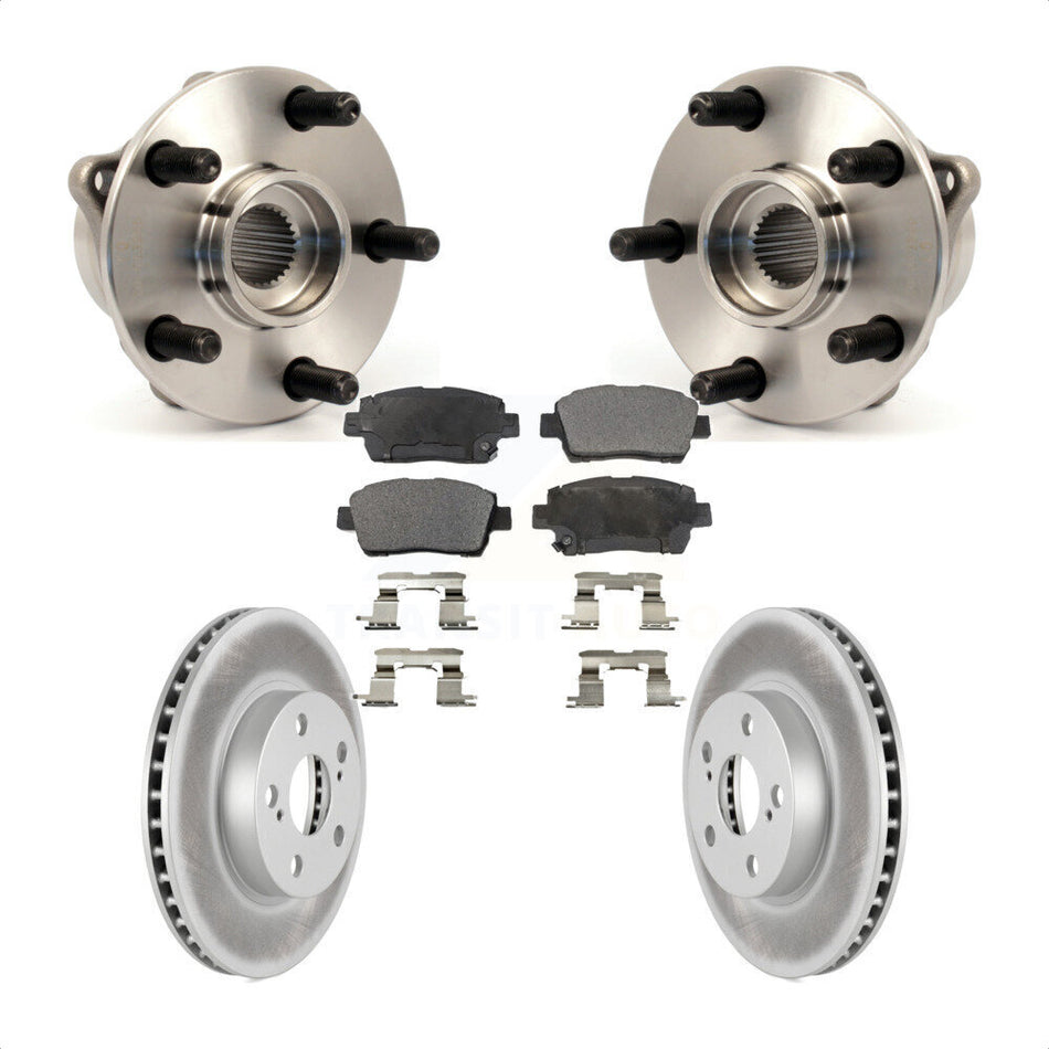 Front Hub Bearing Assembly With Coated Disc Brake Rotors And Ceramic Pads Kit For 2004-2009 Toyota Prius KBB-104587