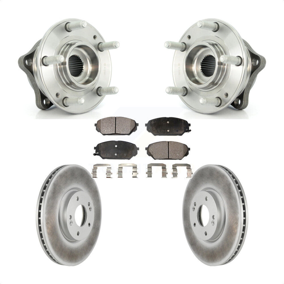 Front Hub Bearing Assembly With Coated Disc Brake Rotors And Ceramic Pads Kit For 2007-2012 Hyundai Veracruz ABS Brakes KBB-104589