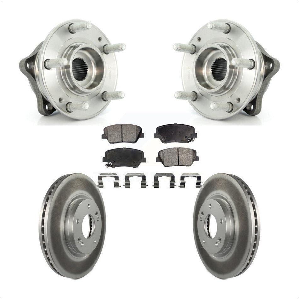 Front Hub Bearing Assembly With Coated Disc Brake Rotors And Ceramic Pads Kit For Kia Sorento Hyundai Santa Fe ABS Brakes KBB-104590
