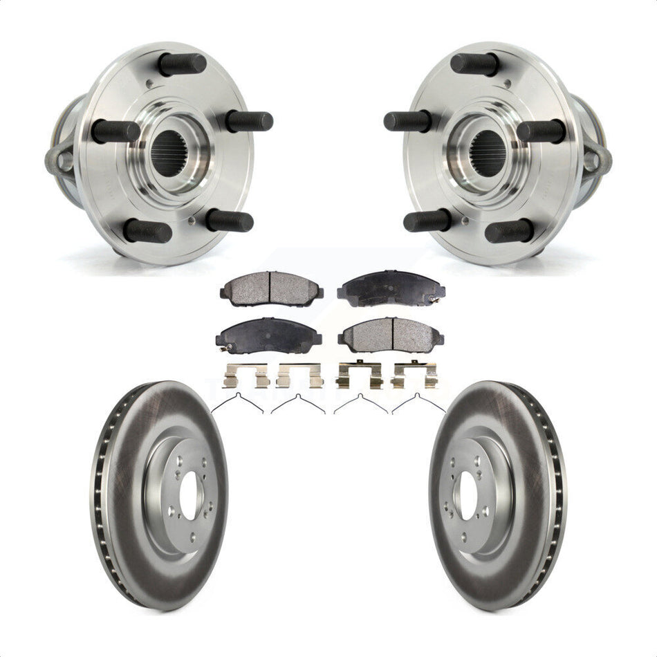 Front Hub Bearing Assembly With Coated Disc Brake Rotors And Ceramic Pads Kit For Honda Pilot Acura MDX ZDX KBB-104594