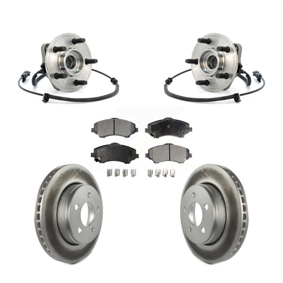 Front Hub Bearing Assembly With Coated Disc Brake Rotors And Ceramic Pads Kit For Jeep Liberty Dodge Nitro KBB-104598