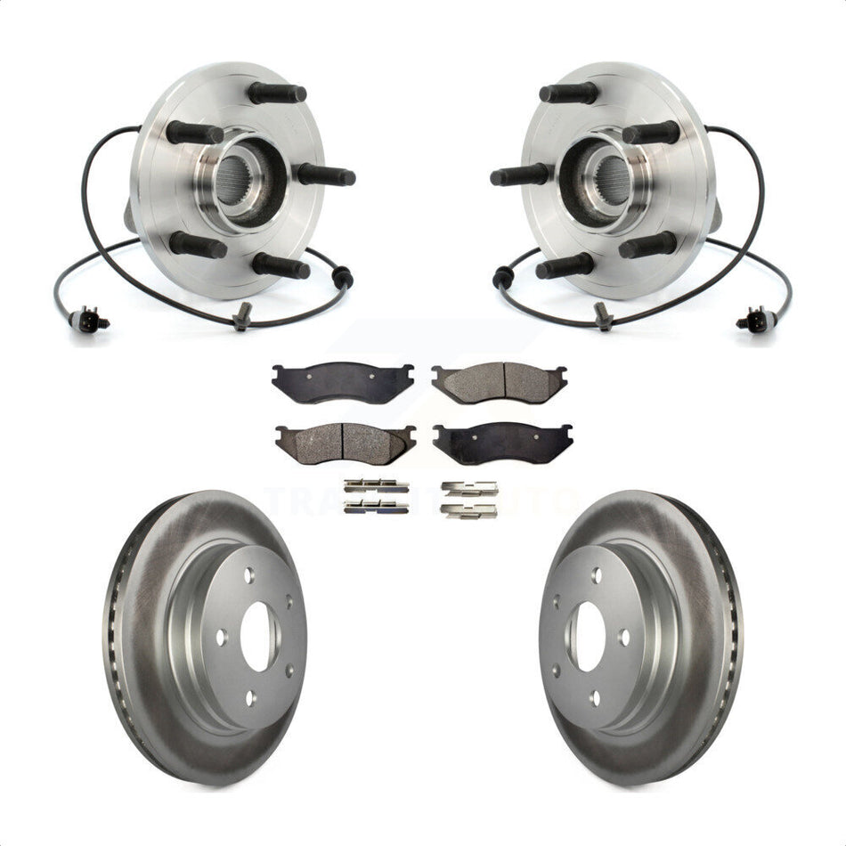 Front Hub Bearing Assembly With Coated Disc Brake Rotors And Ceramic Pads Kit For 2006 Dodge Durango KBB-104600