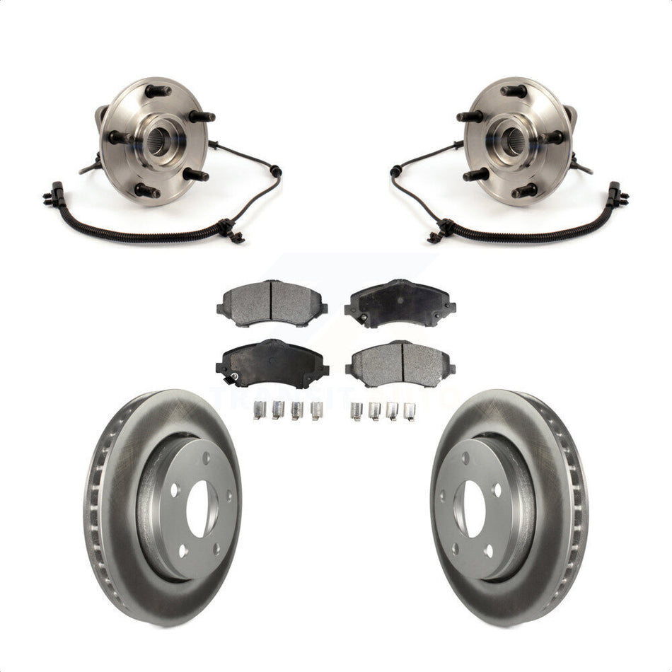 Front Hub Bearing Assembly With Coated Disc Brake Rotors And Ceramic Pads Kit For 2007-2010 Jeep Wrangler KBB-104601