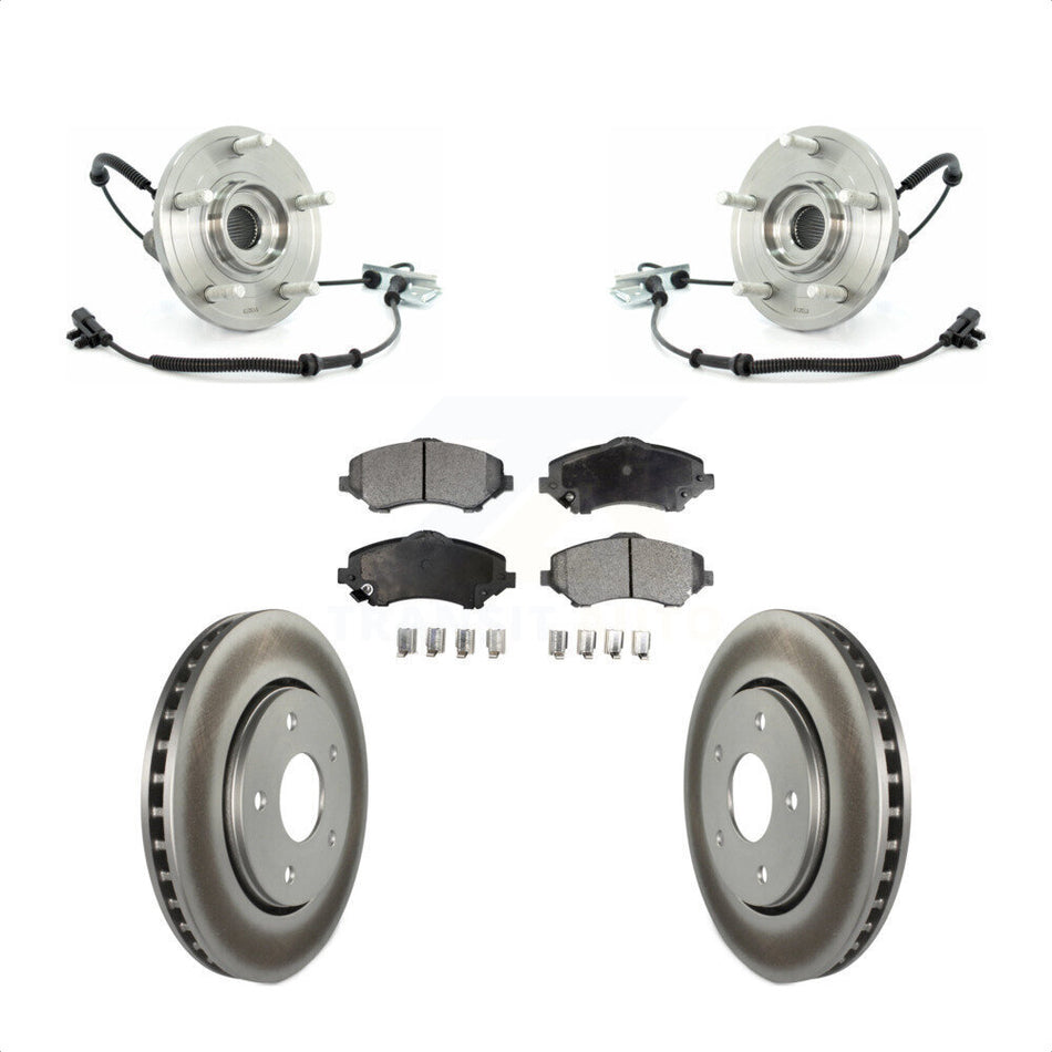 Front Hub Bearing Assembly With Coated Disc Brake Rotors And Ceramic Pads Kit For Chrysler Town & Country Dodge Grand Caravan Volkswagen Routan KBB-104602