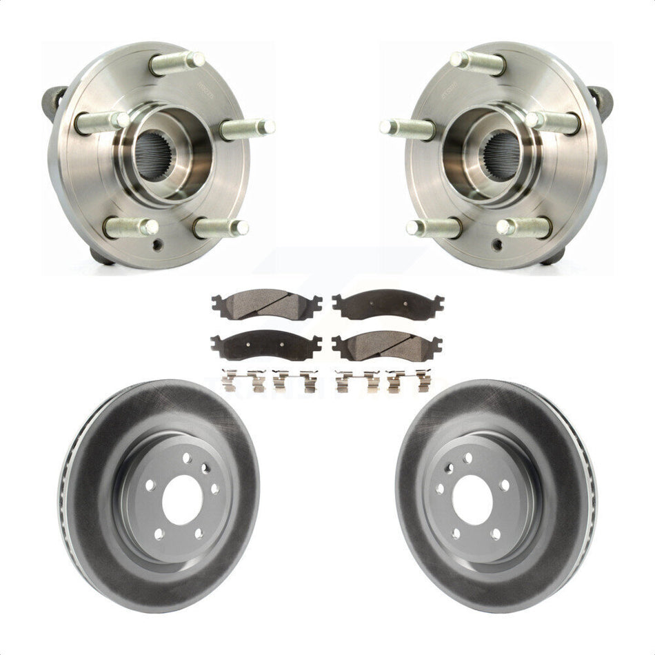 Front Hub Bearing Assembly With Coated Disc Brake Rotors And Ceramic Pads Kit For 2010-2012 Ford Taurus SHO KBB-104607