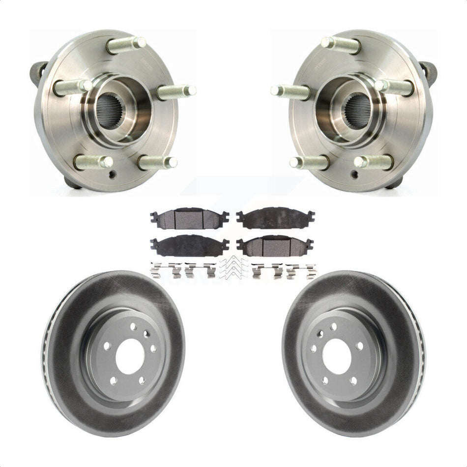Front Hub Bearing Assembly With Coated Disc Brake Rotors And Ceramic Pads Kit For Ford Taurus Flex Lincoln MKT MKS KBB-104609