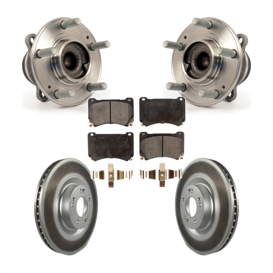 Front Hub Bearing Assembly With Coated Disc Brake Rotors And Ceramic Pads Kit For Hyundai Genesis Equus KBB-104613