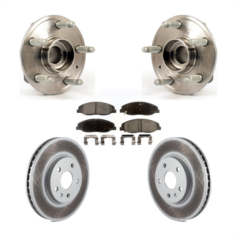 Front Hub Bearing Assembly With Coated Disc Brake Rotors And Ceramic Pads Kit For Cadillac CTS KBB-104618
