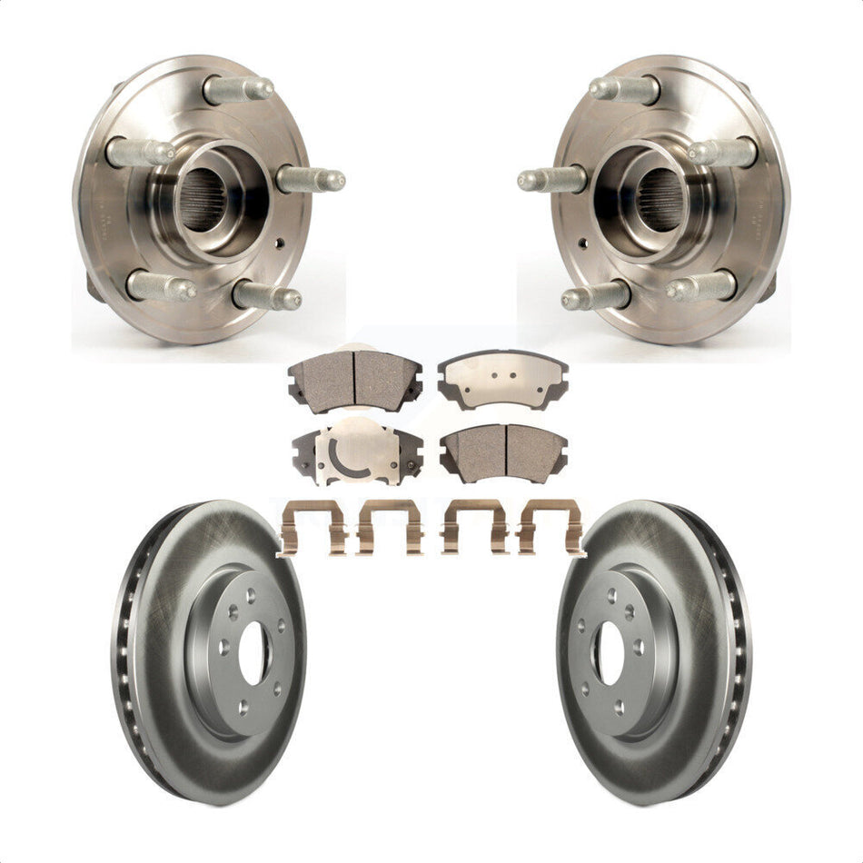 Front Hub Bearing Assembly With Coated Disc Brake Rotors And Ceramic Pads Kit For 2010-2015 Chevrolet Camaro LT LS KBB-104619