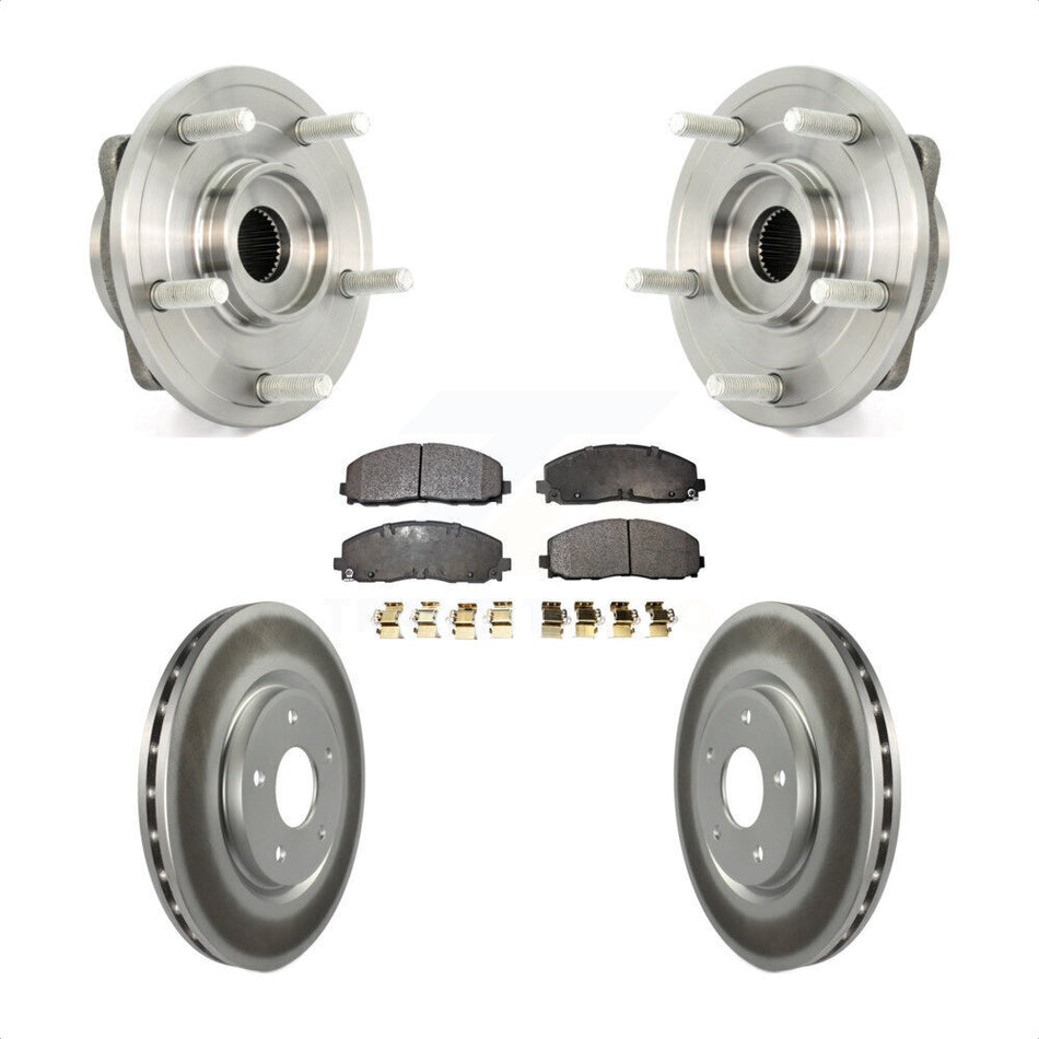 Front Hub Bearing Assembly With Coated Disc Brake Rotors And Ceramic Pads Kit For Dodge Journey KBB-104626