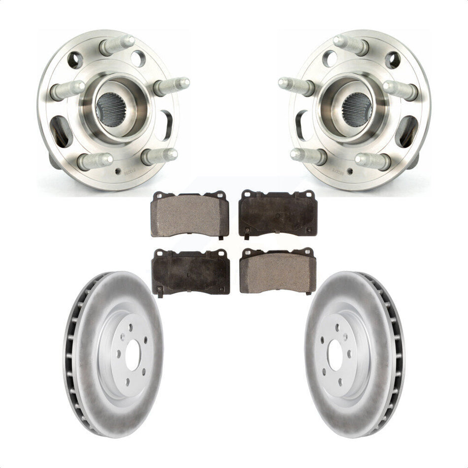 Front Hub Bearing Assembly With Coated Disc Brake Rotors And Ceramic Pads Kit For 2012-2013 Buick Regal Brembo Calipers KBB-104631