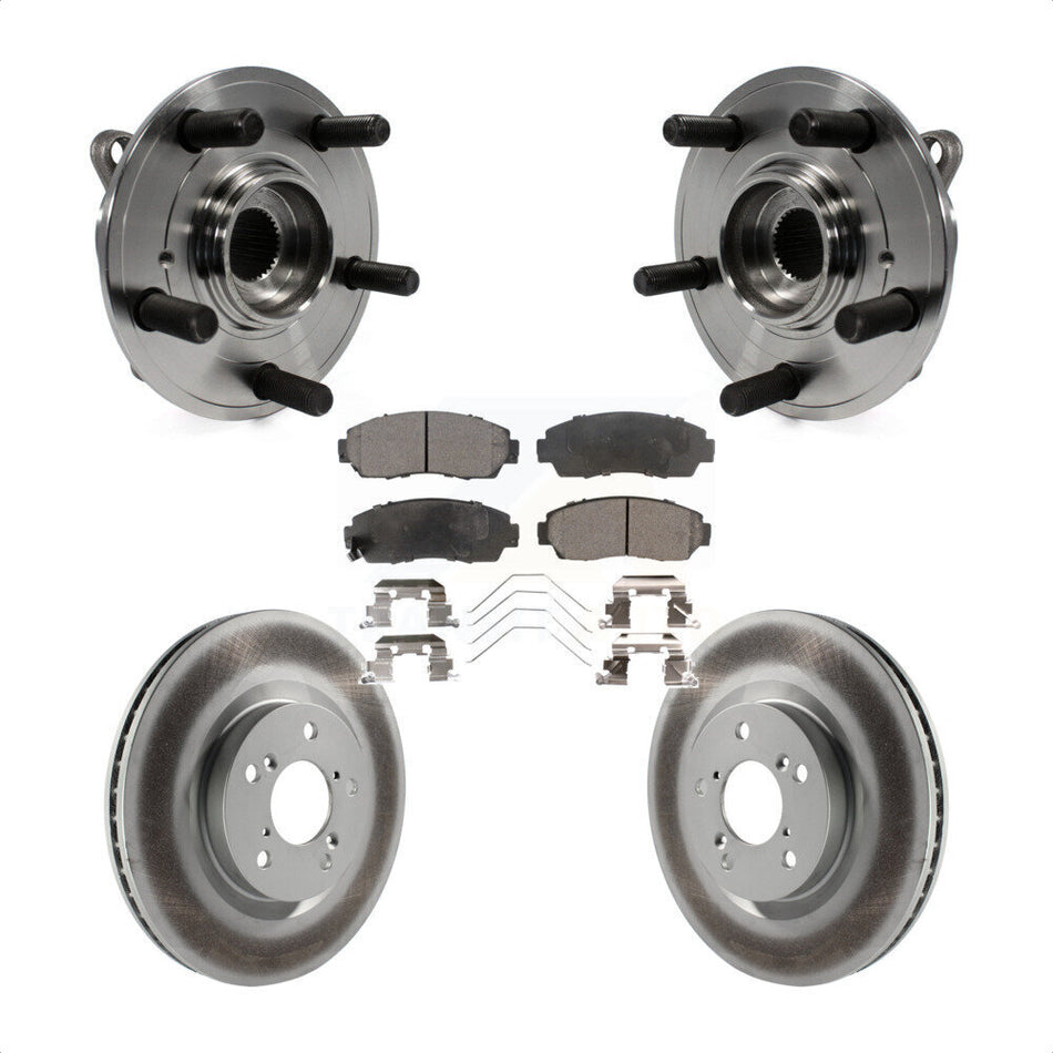 Front Hub Bearing Assembly With Coated Disc Brake Rotors And Ceramic Pads Kit For 2011-2014 Honda Odyssey KBB-104636