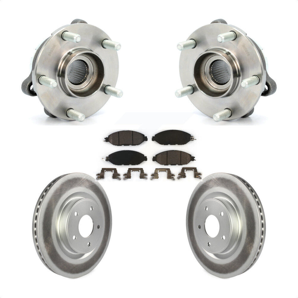 Front Hub Bearing Assembly With Coated Disc Brake Rotors And Ceramic Pads Kit For Nissan Pathfinder Murano INFINITI QX60 JX35 KBB-104645