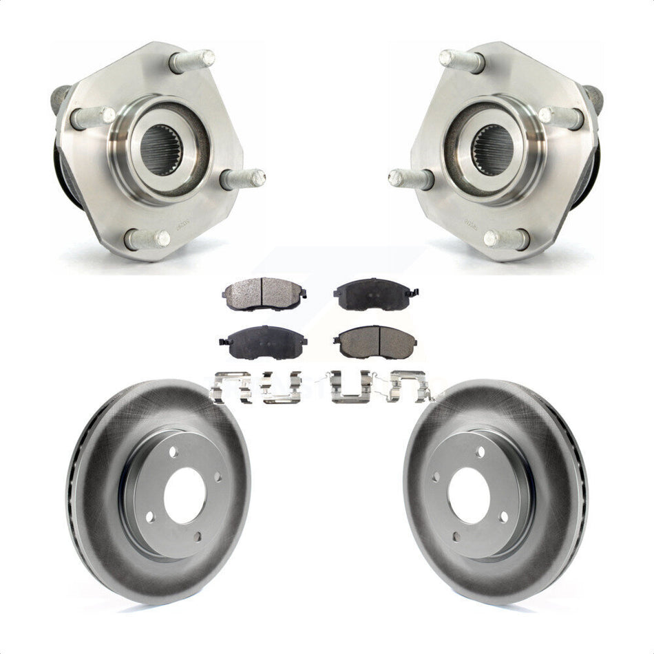 Front Hub Bearing Assembly With Coated Disc Brake Rotors And Ceramic Pads Kit For Nissan Sentra KBB-104647