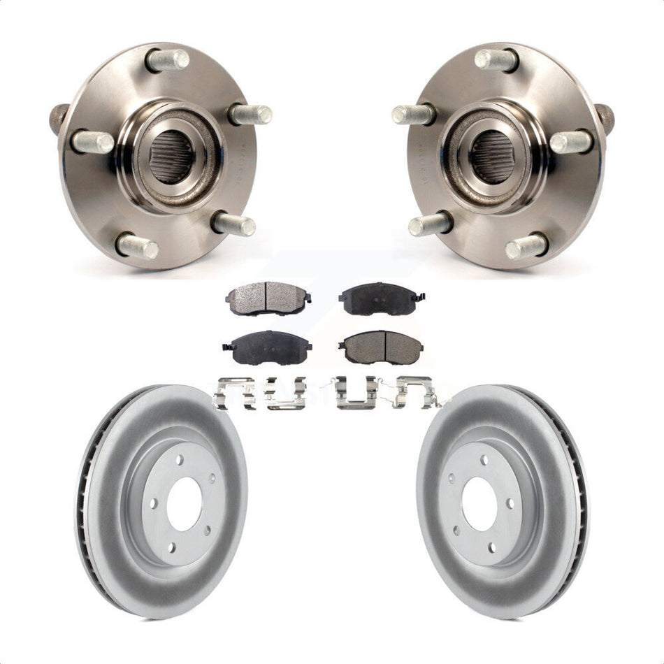 Front Hub Bearing Assembly With Coated Disc Brake Rotors And Ceramic Pads Kit For 2007-2012 Nissan Sentra SE-R with 2.5L KBB-104649