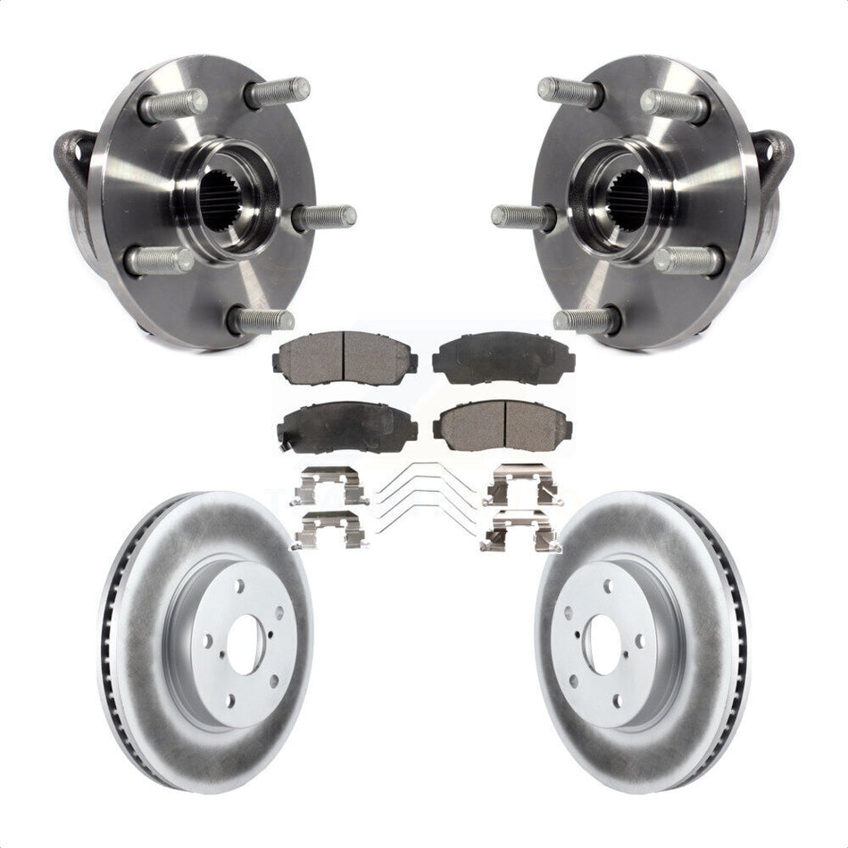 Front Hub Bearing Assembly With Coated Disc Brake Rotors And Ceramic Pads Kit For 2016-2019 Subaru Legacy 2.5L KBB-104656
