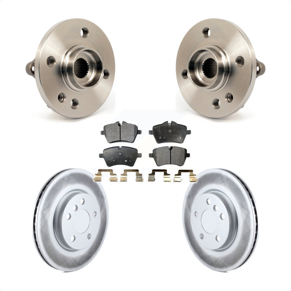 Front Hub Bearing Assembly With Coated Disc Brake Rotors And Ceramic Pads Kit For 2014-2015 Mini Cooper Convertible Coupe 294mm Diameter Rotor 5 Lug Wheels KBB-104664