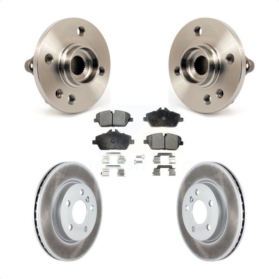 Front Hub Bearing Assembly With Coated Disc Brake Rotors And Ceramic Pads Kit For 2014-2015 Mini Cooper Convertible Coupe 5 Lug Wheels 280mm Diameter Rotor KBB-104665