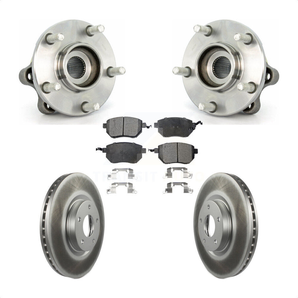 Front Hub Bearing Assembly With Coated Disc Brake Rotors And Ceramic Pads Kit For 2003-2004 Nissan Murano KBB-104667