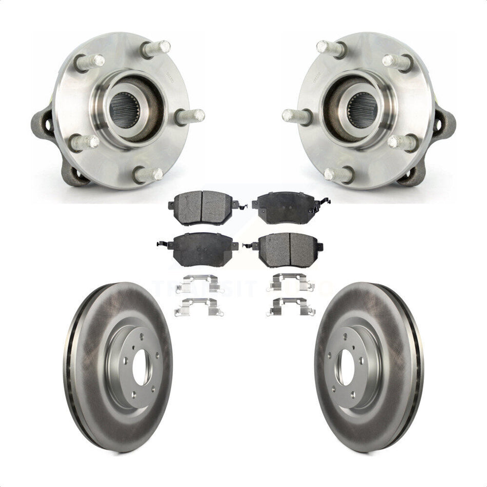 Front Hub Bearing Assembly With Coated Disc Brake Rotors And Ceramic Pads Kit For 2005-2007 Nissan Murano KBB-104668