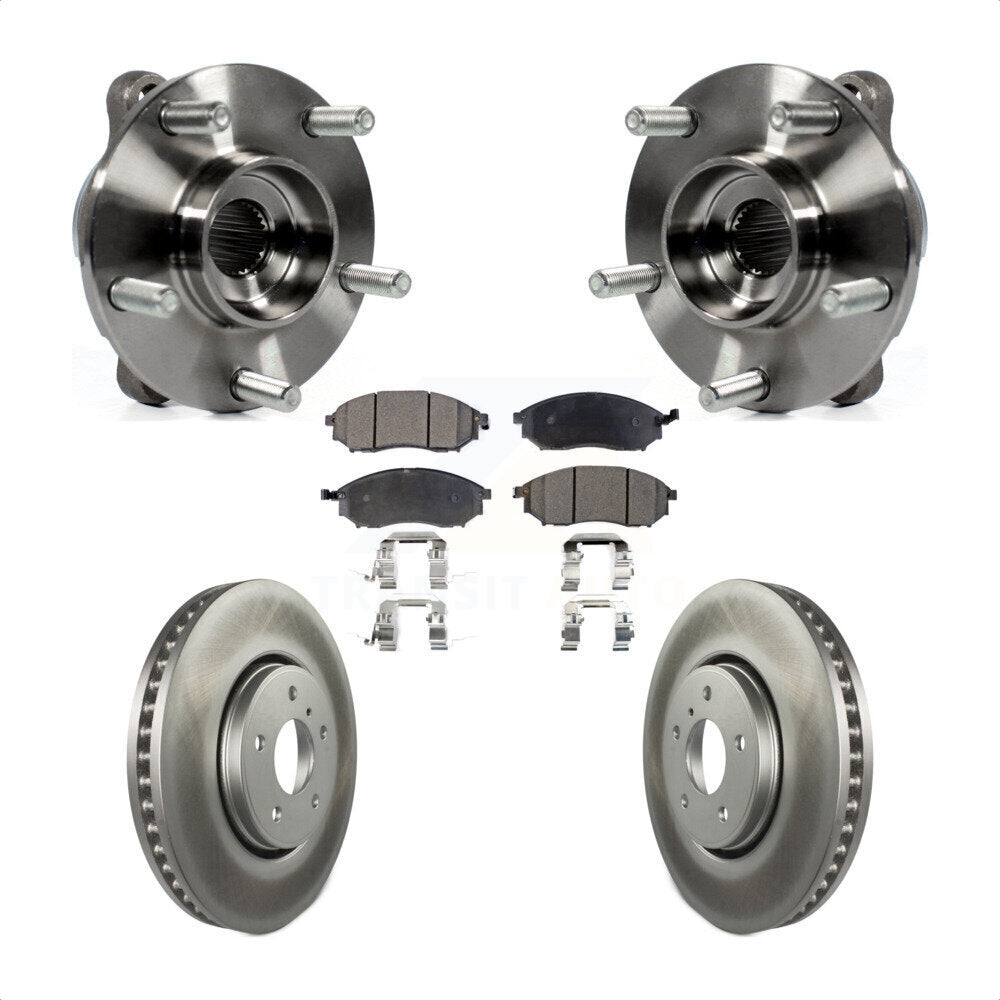 Front Hub Bearing Assembly Coated Disc Brake Rotor & Pads Kit For INFINITI FX35 FX37 FX45 KBB-104702