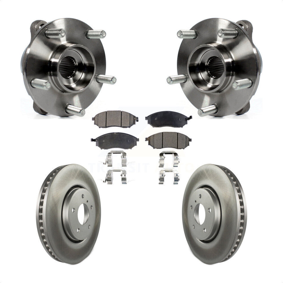 Front Hub Bearing Assembly Coated Disc Brake Rotor & Pads Kit For INFINITI FX35 FX37 FX45 KBB-104702