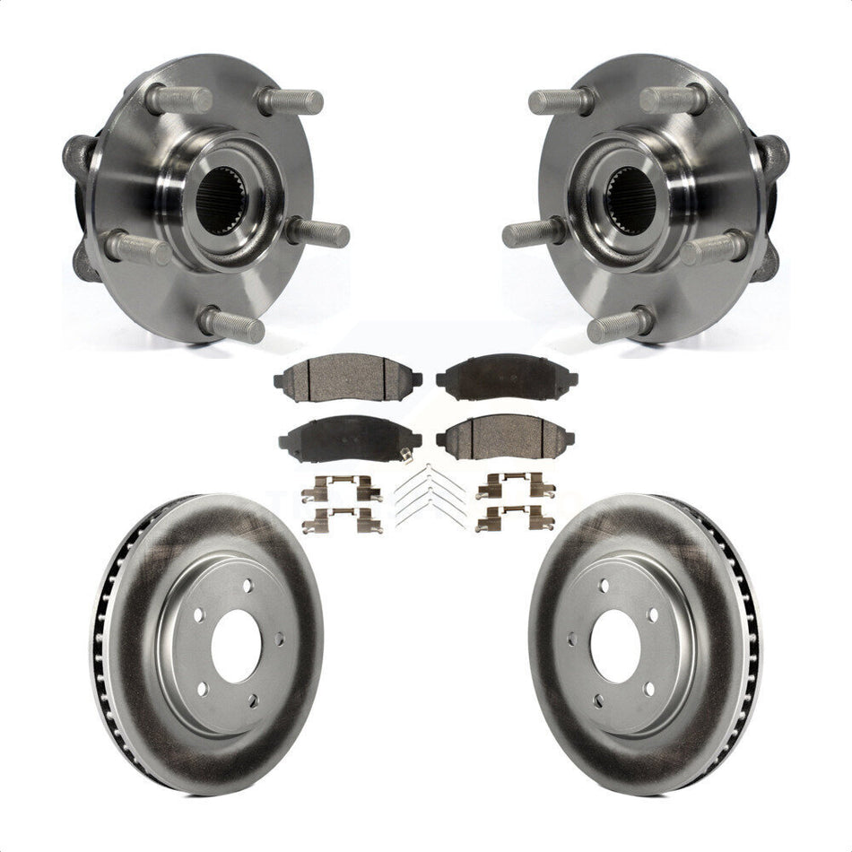Front Hub Bearing Assembly With Coated Disc Brake Rotors And Ceramic Pads Kit For 2011-2012 Nissan LEAF KBB-104708